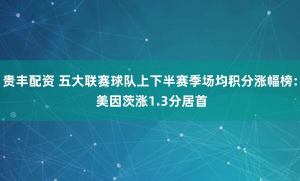 贵丰配资 五大联赛球队上下半赛季场均积分涨幅榜: 美因茨涨1.3分居首